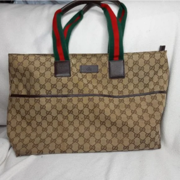 Authentic Gucci GG Monogram Supreme Sherry Web Diaper Tote Bag - Picture 2 of 11